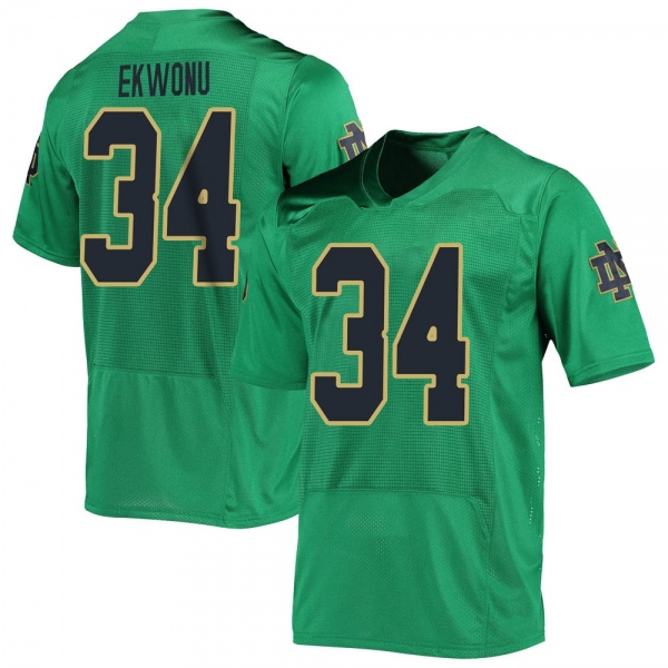Osita Ekwonu Notre Dame Fighting Irish NCAA Youth #34 Green Replica College Stitched Football Jersey TWV6055AL